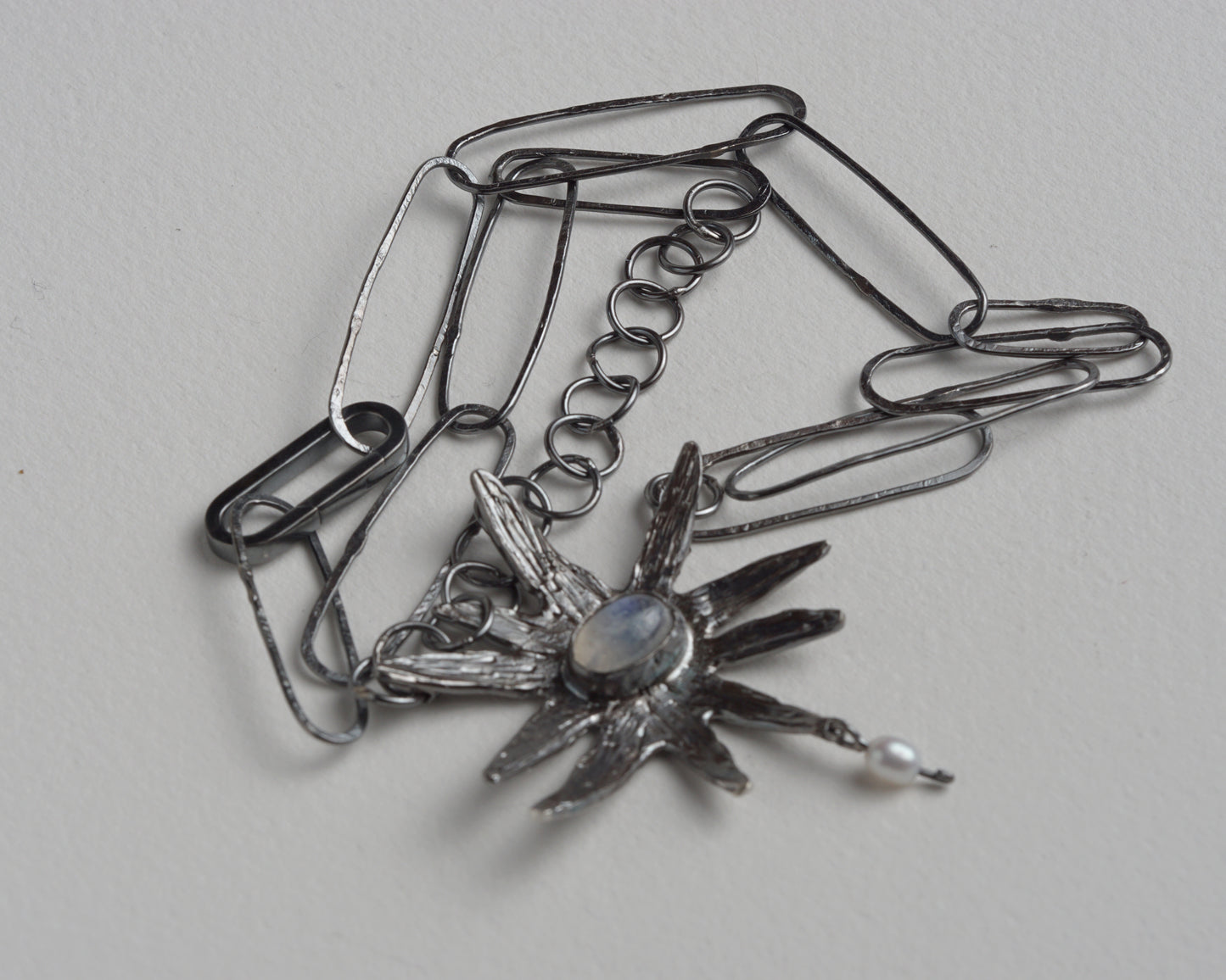 Sterling Silver Moonstone Star Necklace