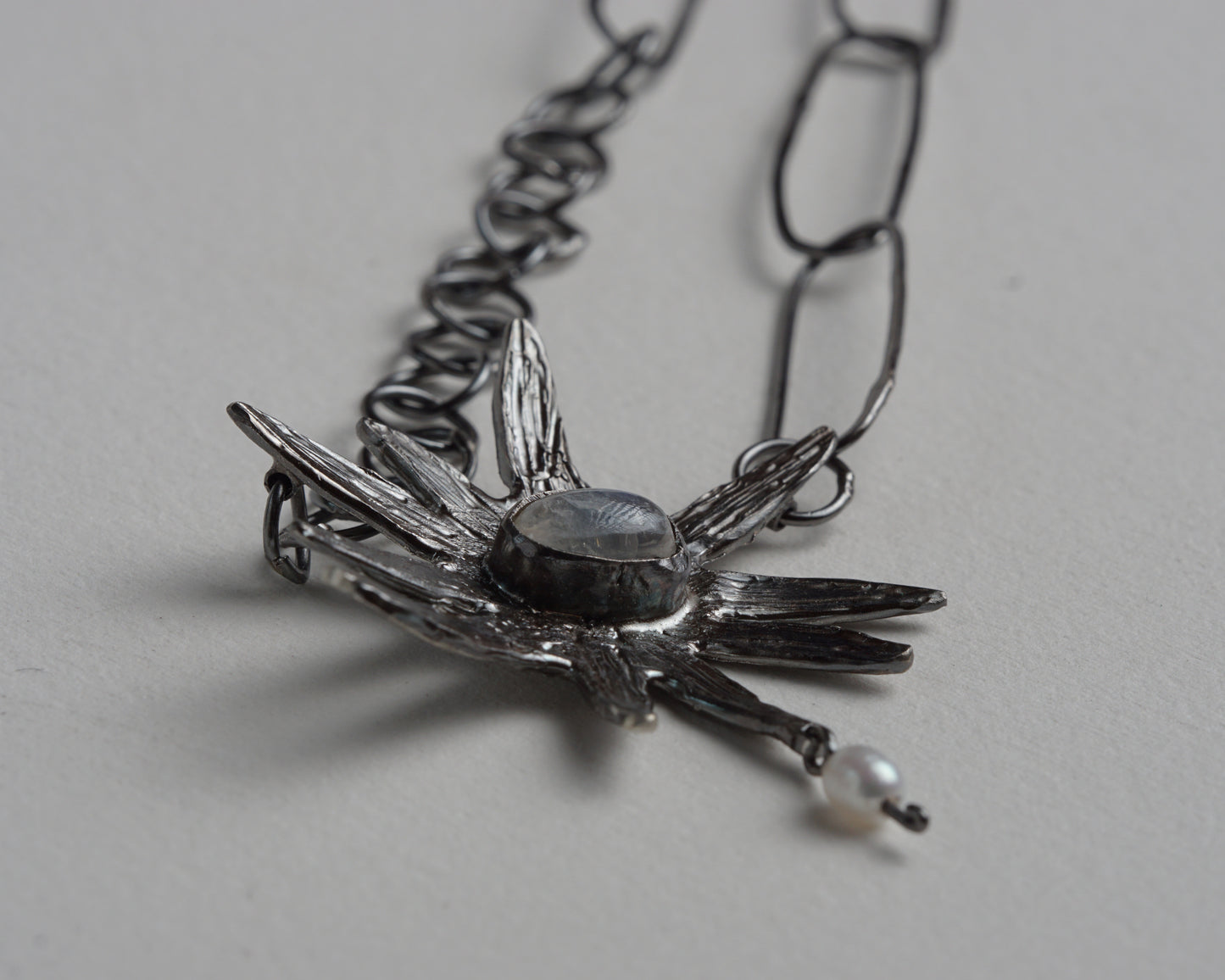 Sterling Silver Moonstone Star Necklace