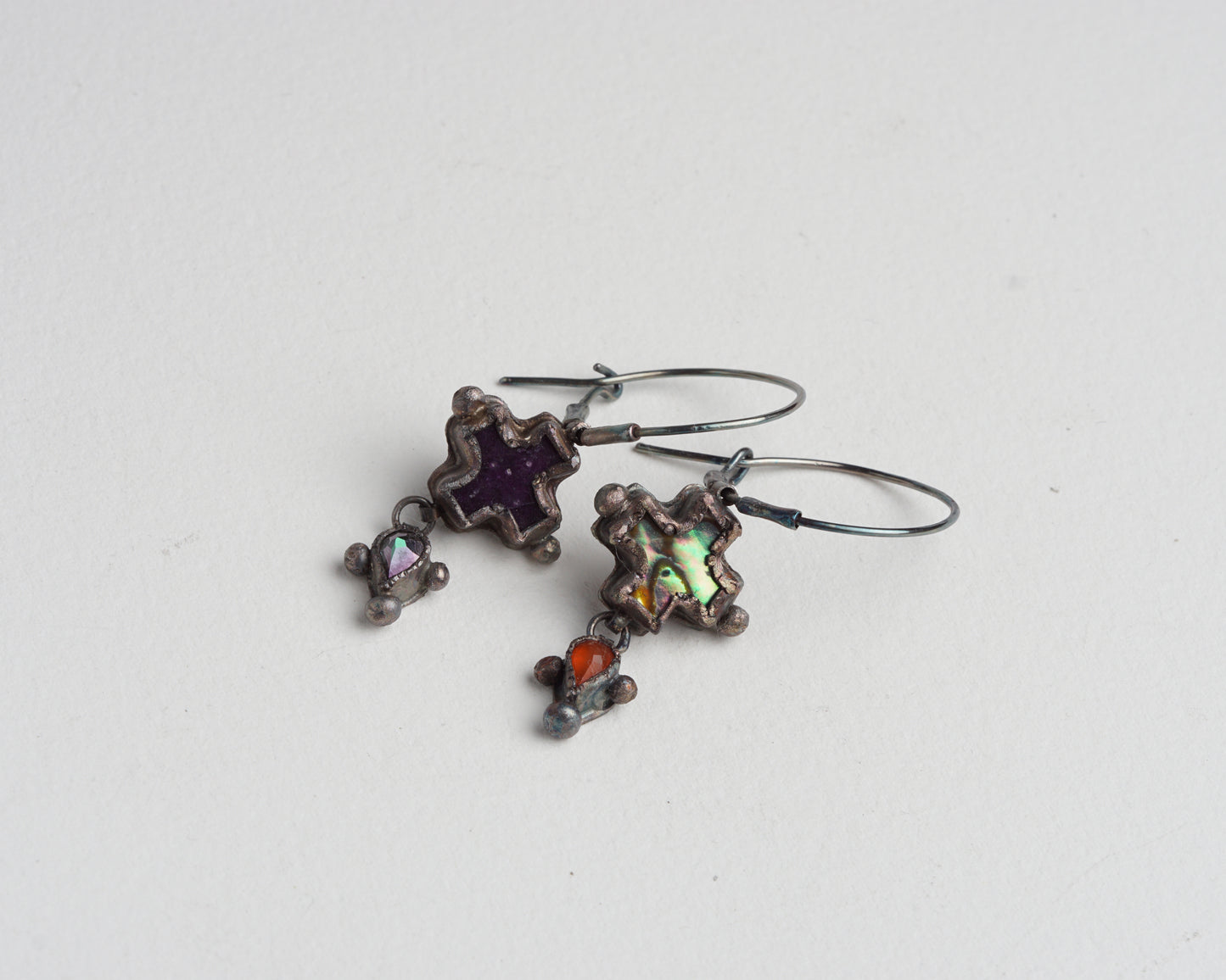 Antique Mismatch Gem Hoops