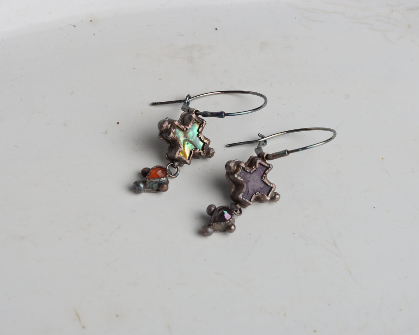Antique Mismatch Gem Hoops