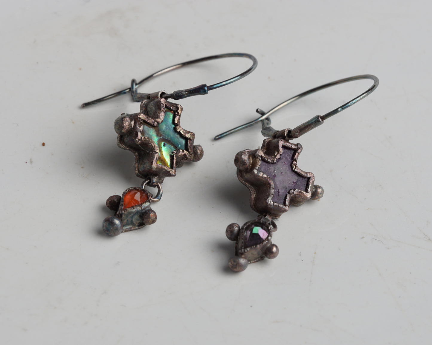Antique Mismatch Gem Hoops