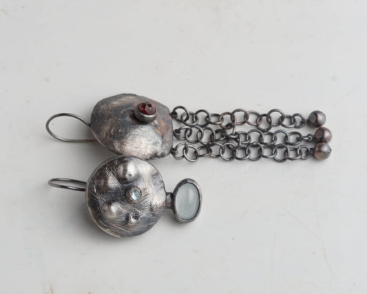 Archaic aquamarine and ruby earrings