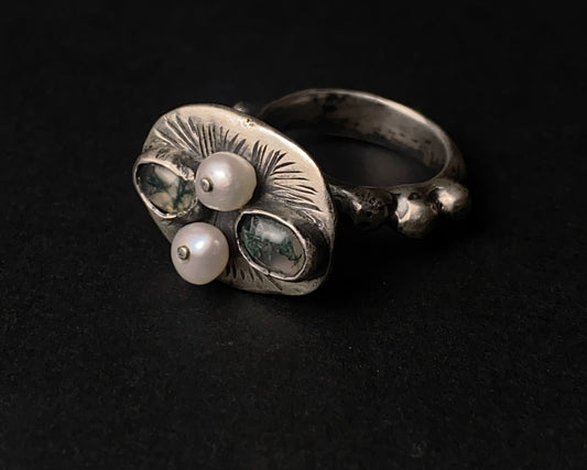 Anillo de Plata Esterlina Susurro de Musgo