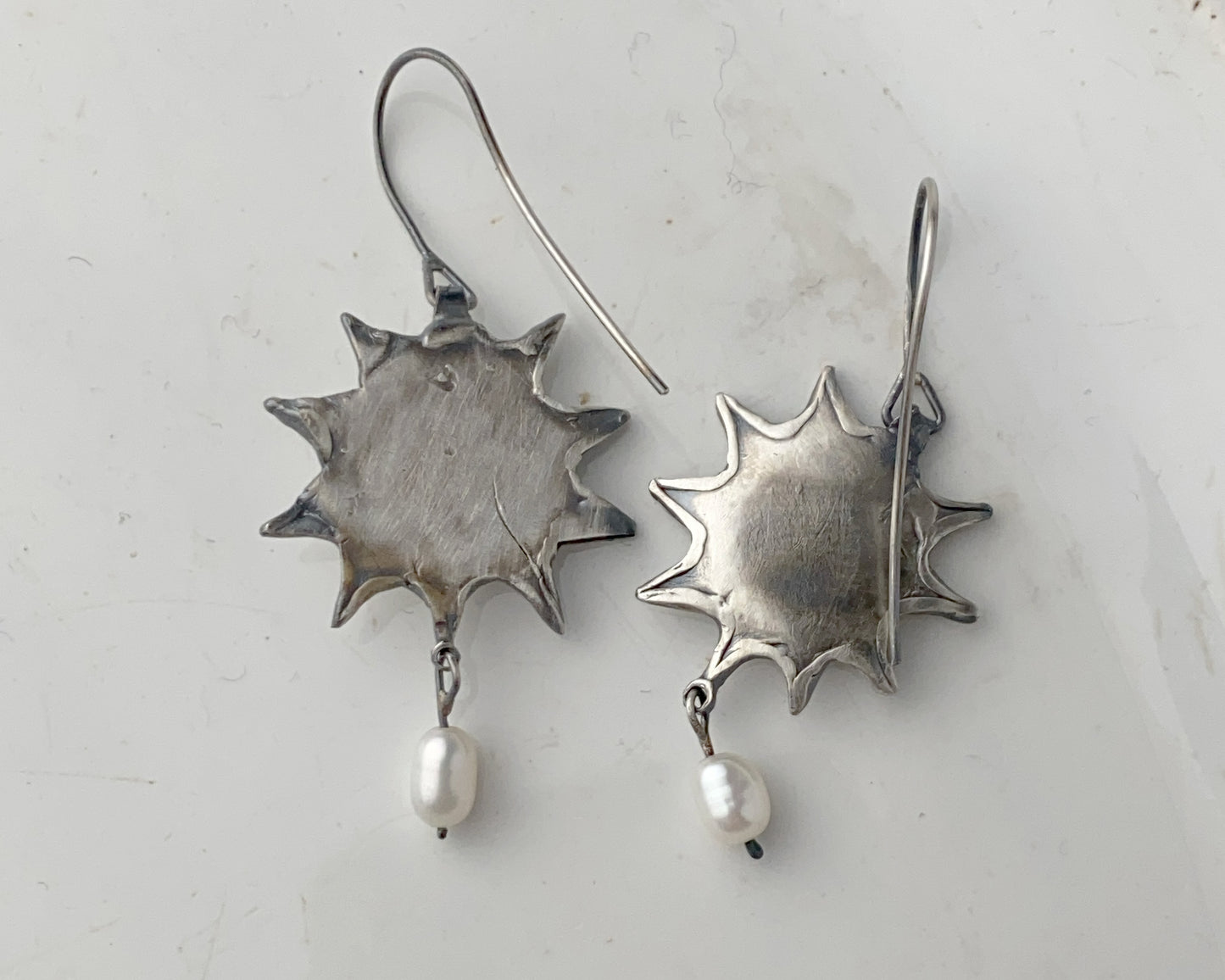 Silver Sun Earrings with Pink Quartz and Carnelian