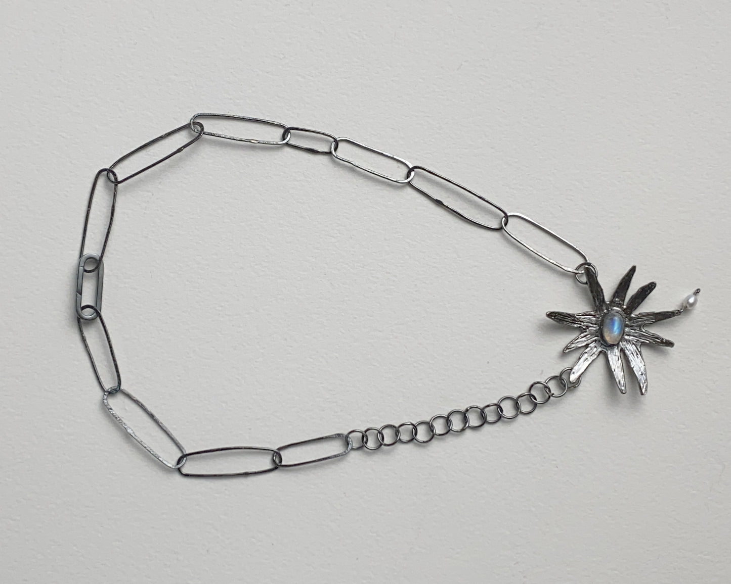 Sterling Silver Moonstone Star Necklace