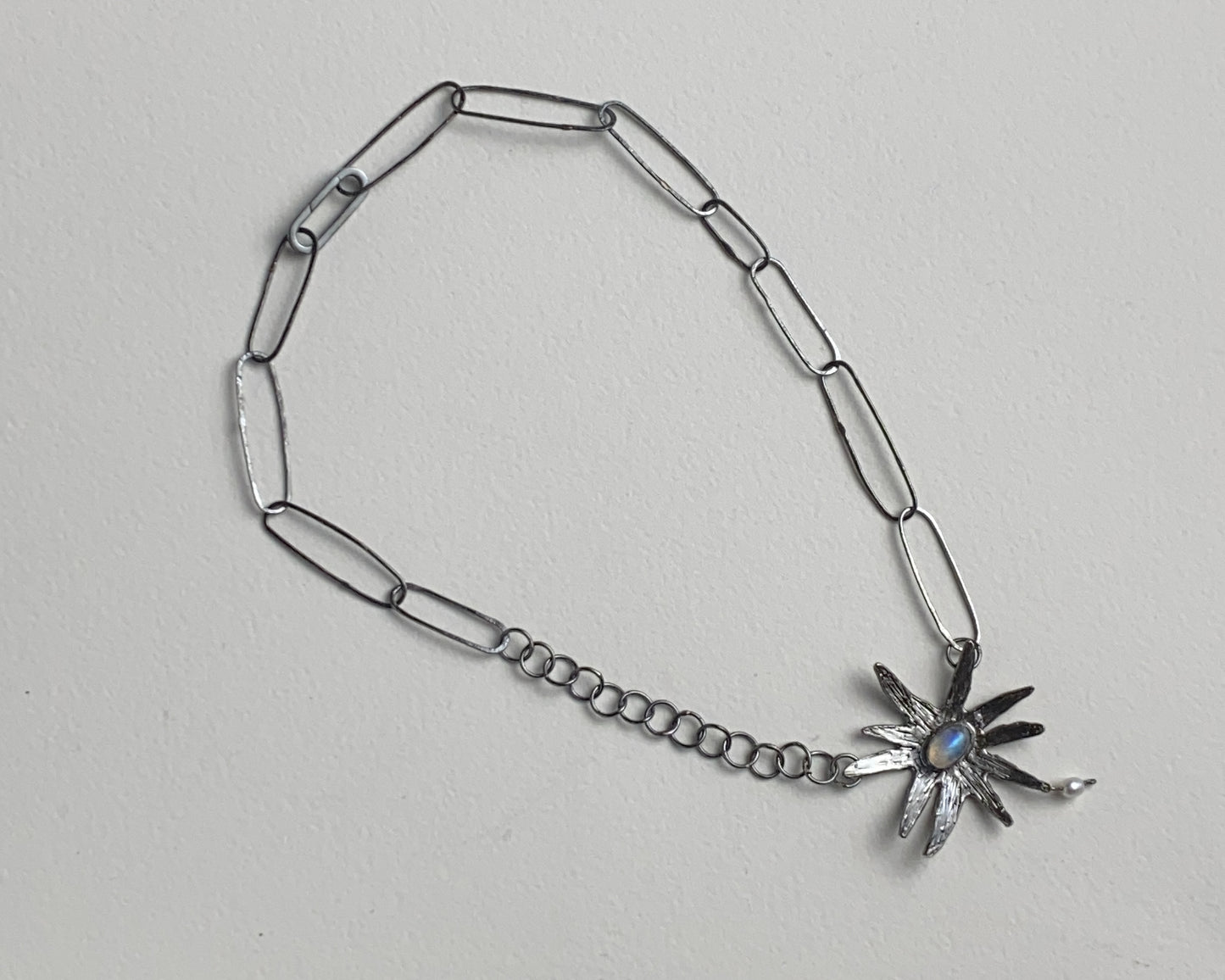 Sterling Silver Moonstone Star Necklace