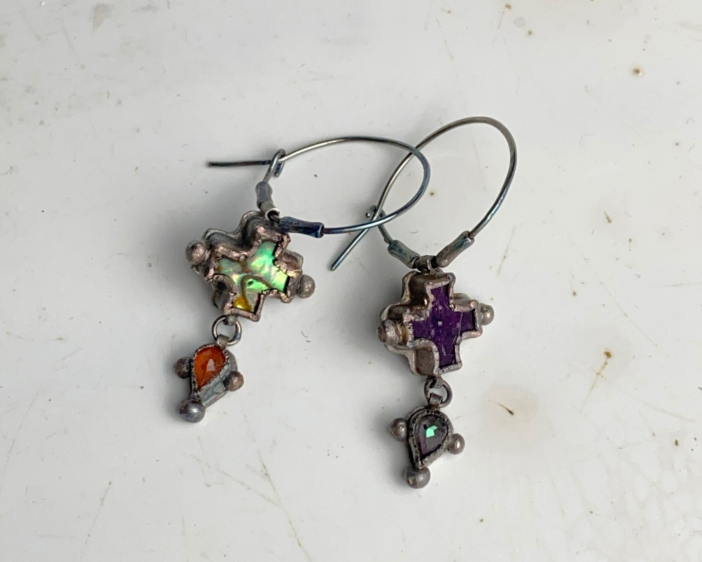 Antique Mismatch Gem Hoops