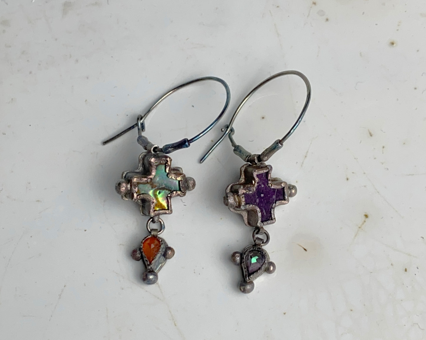 Antique Mismatch Gem Hoops