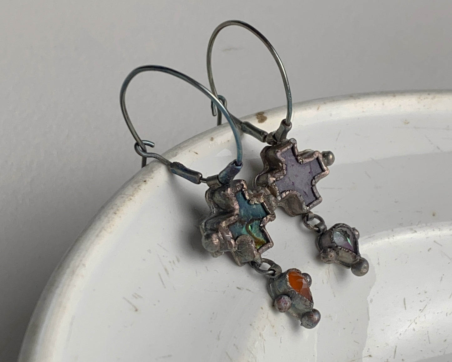 Antique Mismatch Gem Hoops