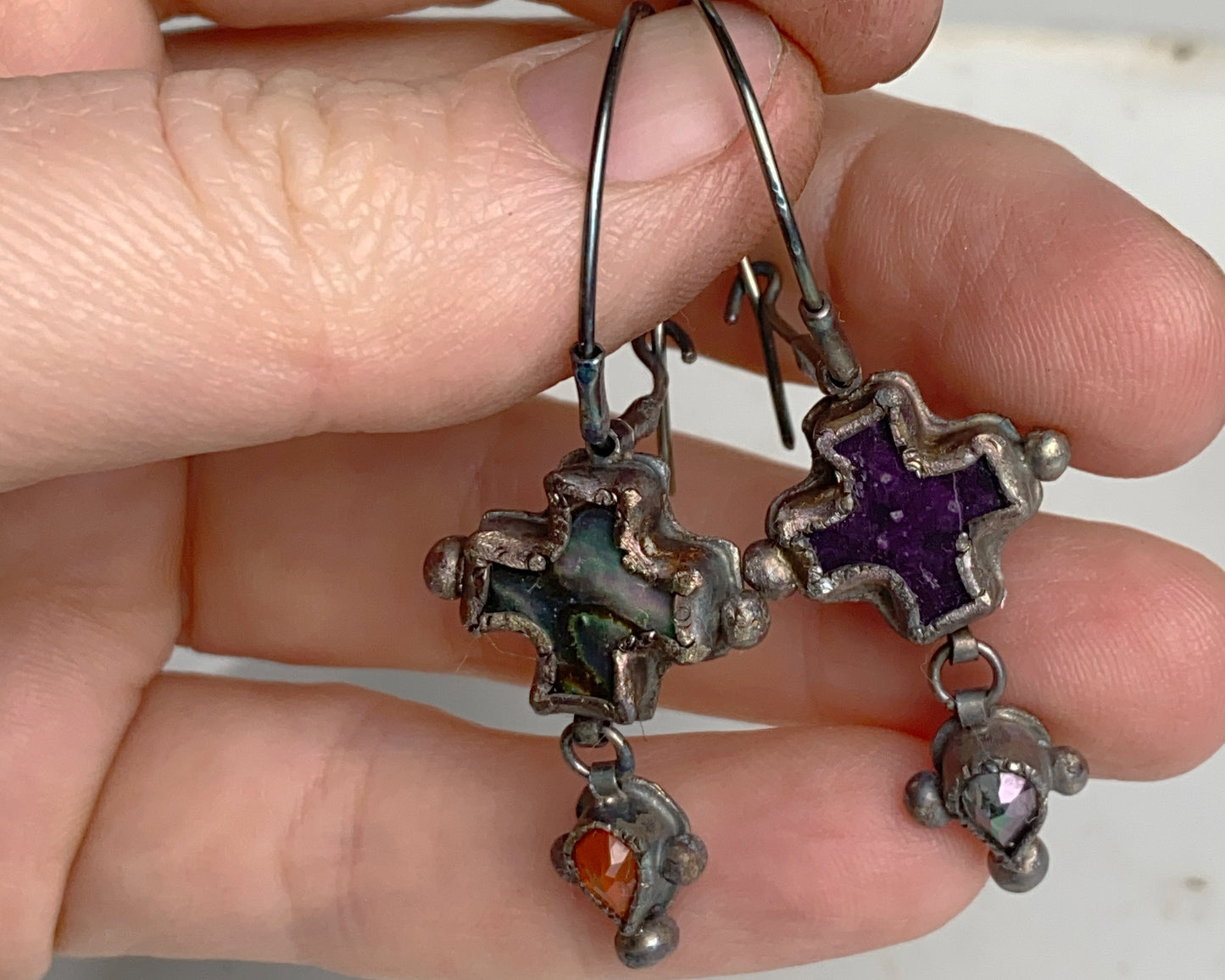 Antique Mismatch Gem Hoops