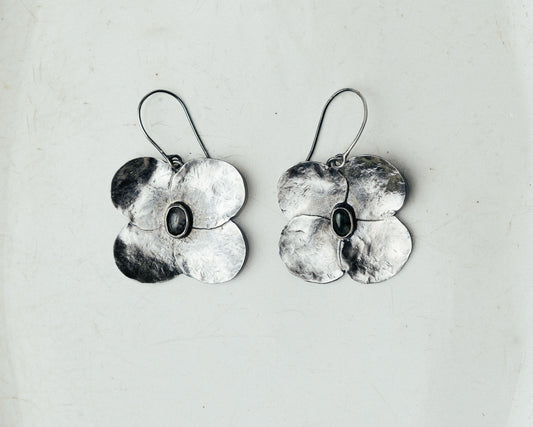 Aretes de Plata Esterlina con Ágata Musgosa Floral