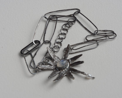 Sterling Silver Moonstone Star Necklace