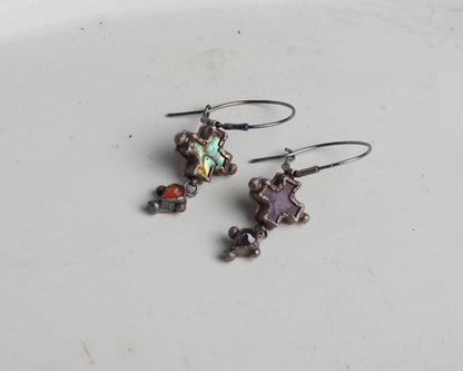 Antique Mismatch Gem Hoops