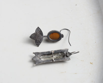 Mismatched Window & Flower Earrings