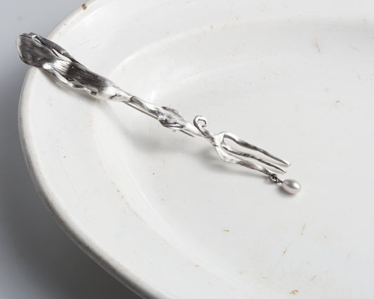 Oyster Fork Silver Brooch