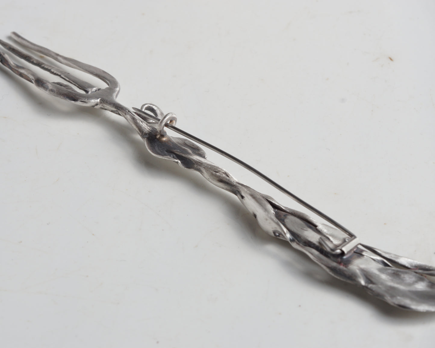 Oyster Fork Silver Brooch