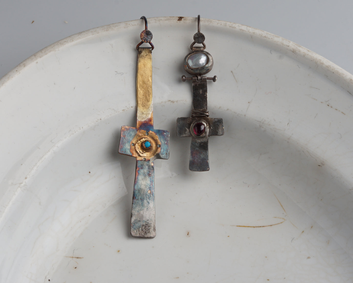 Gilded Relic Cross Earrings