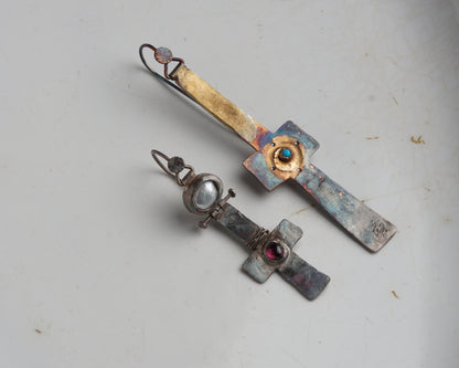 Gilded Relic Cross Earrings
