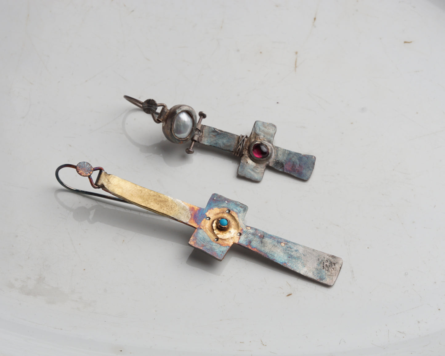 Gilded Relic Cross Earrings