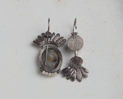 Dendritic Agate Mismatched Earrings