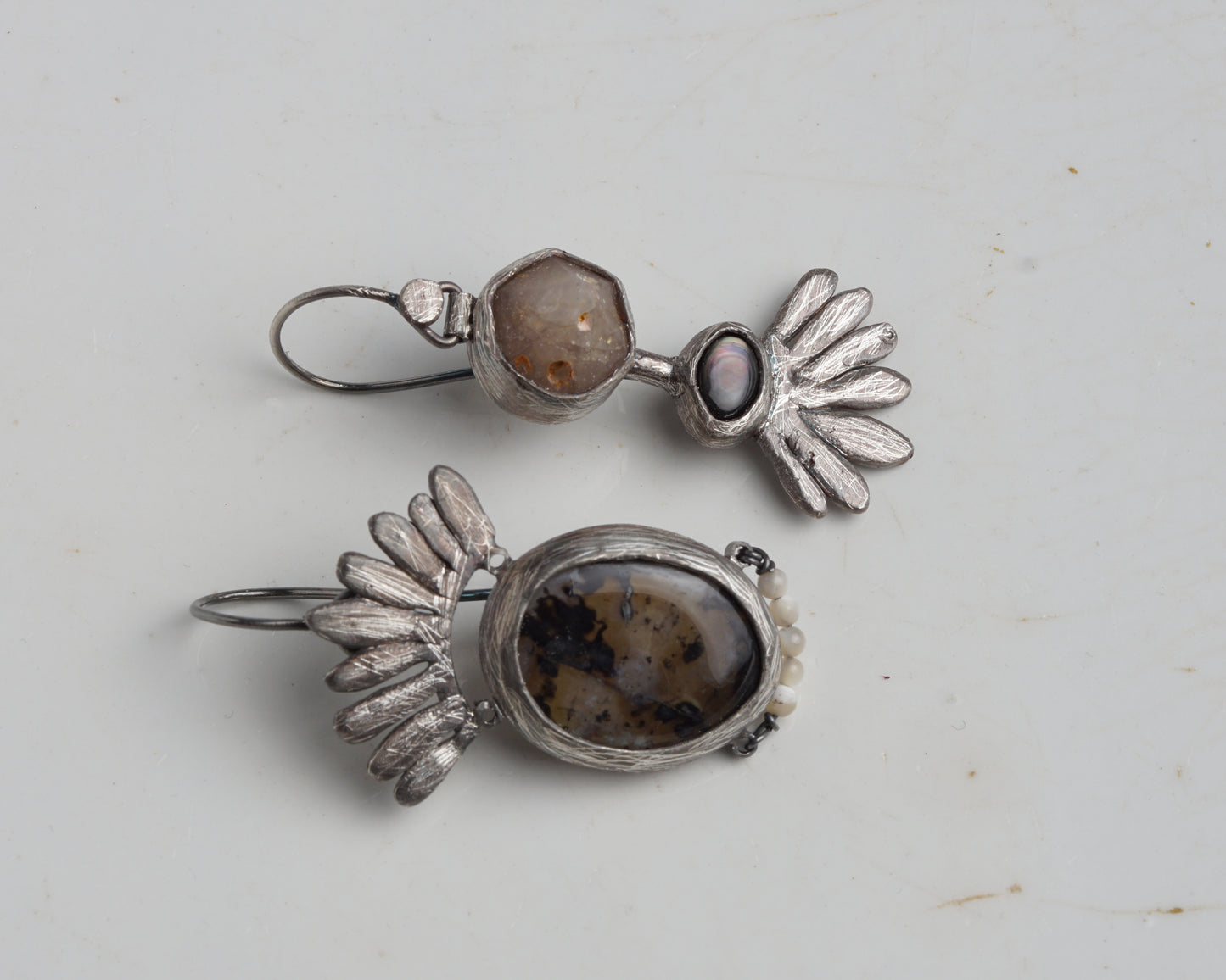 Dendritic Agate Mismatched Earrings