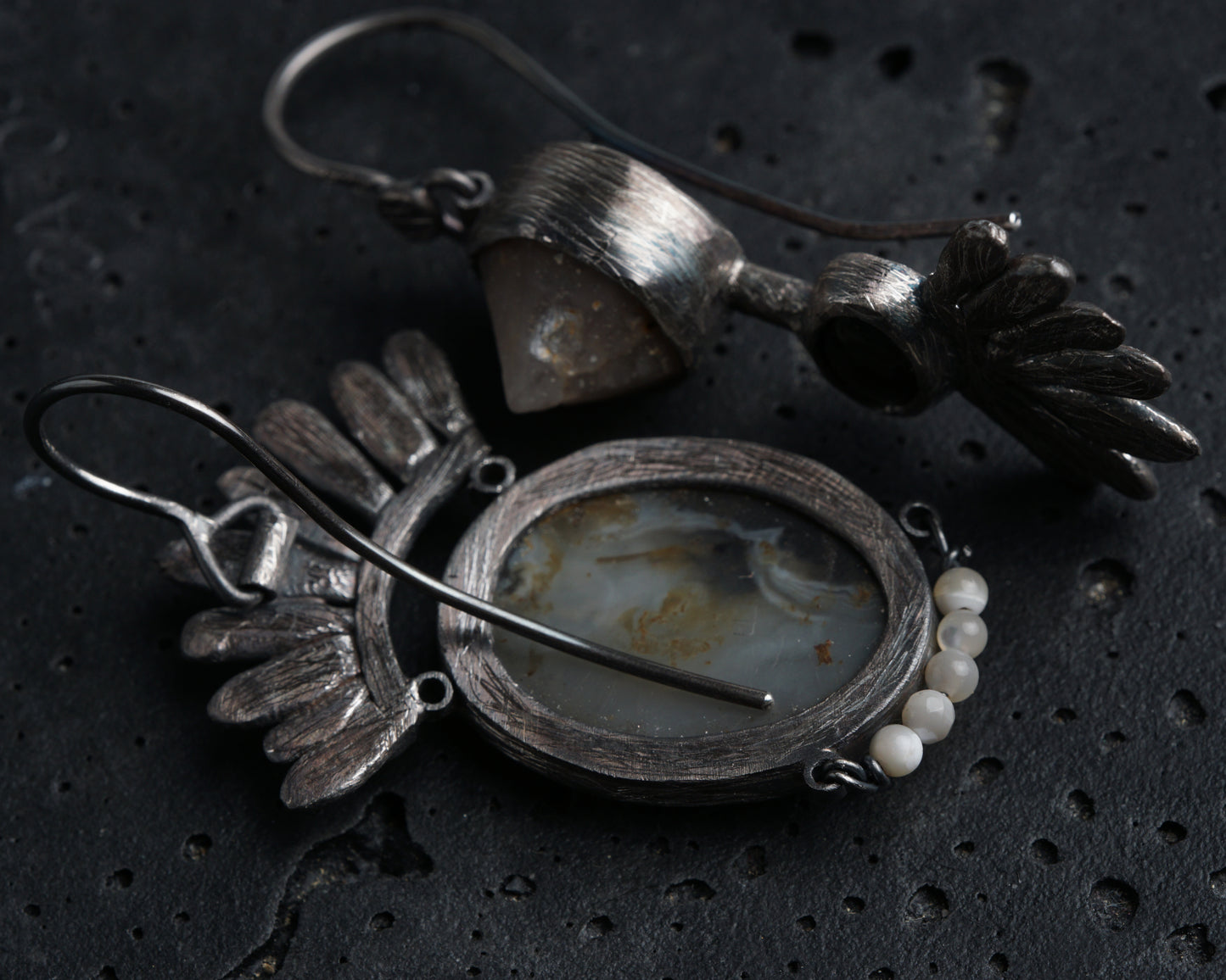 Dendritic Agate Mismatched Earrings