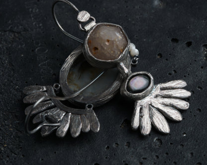 Dendritic Agate Mismatched Earrings