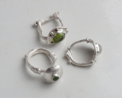Verdant Peridot Sculptural Ring