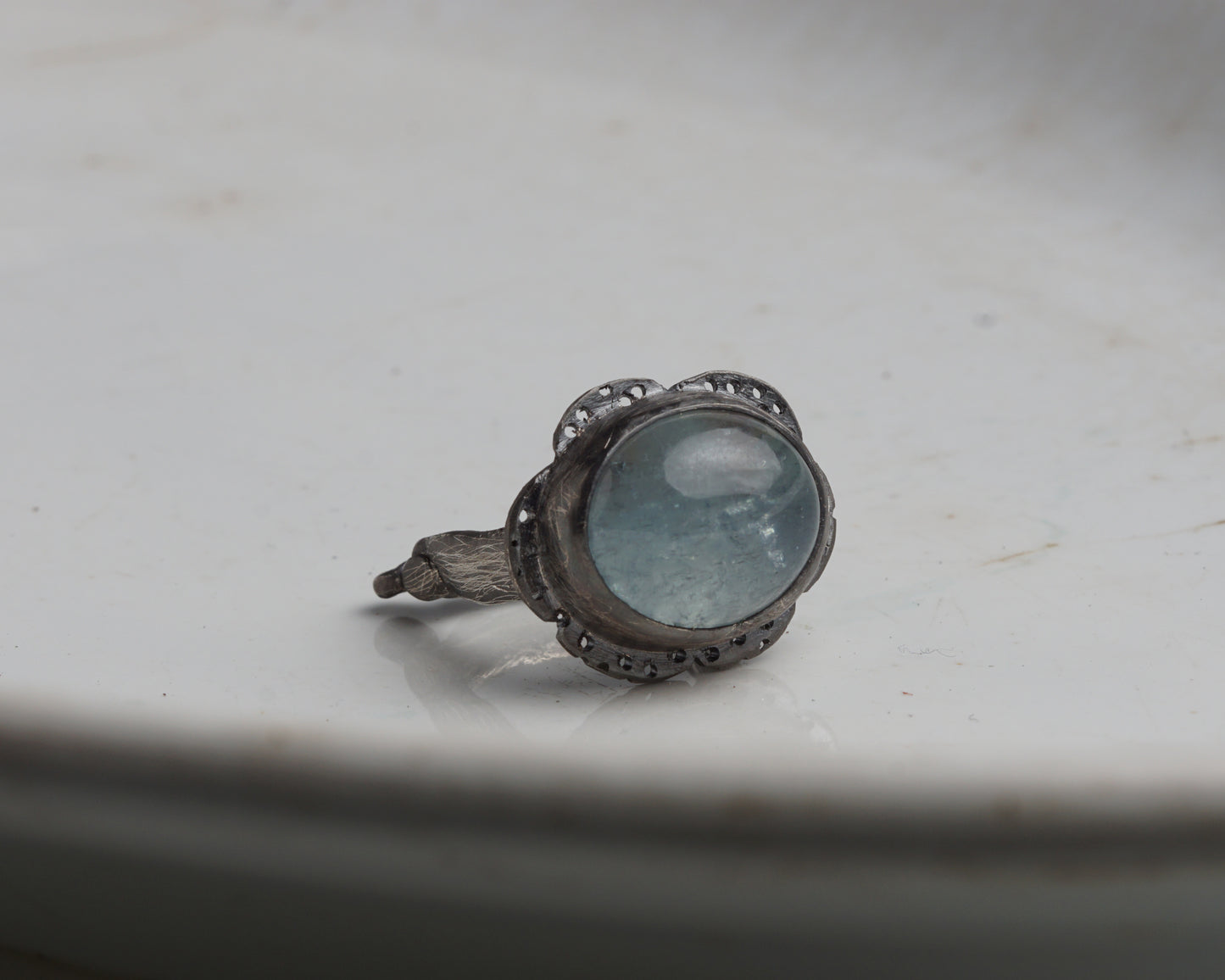 Mist-Bound Aquamarine Silver Ring