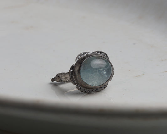 Mist-Bound Aquamarine Silver Ring
