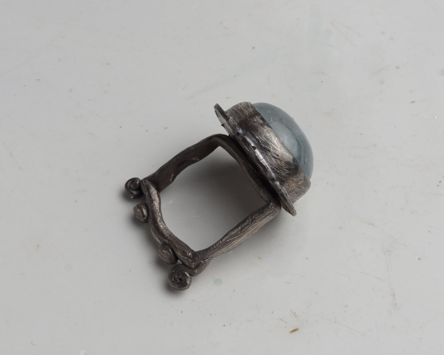 Mist-Bound Aquamarine Silver Ring