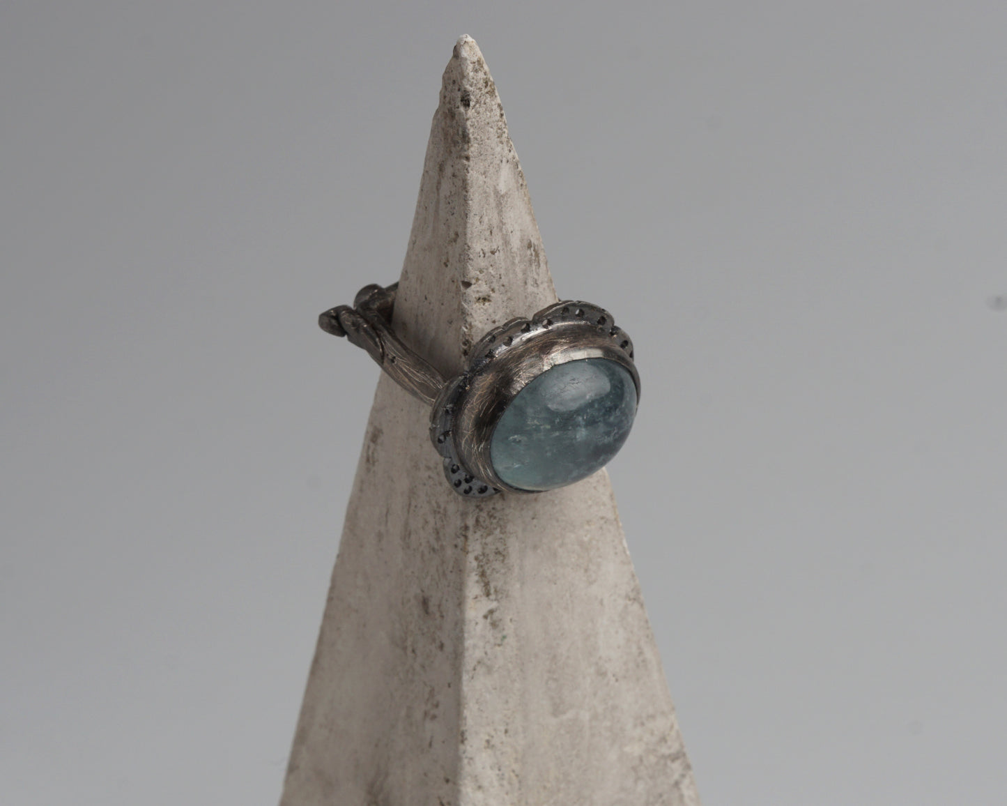 Mist-Bound Aquamarine Silver Ring