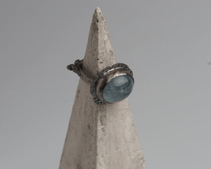 Mist-Bound Aquamarine Silver Ring