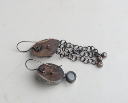 Archaic aquamarine and ruby earrings