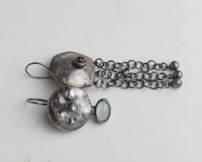 Archaic aquamarine and ruby earrings