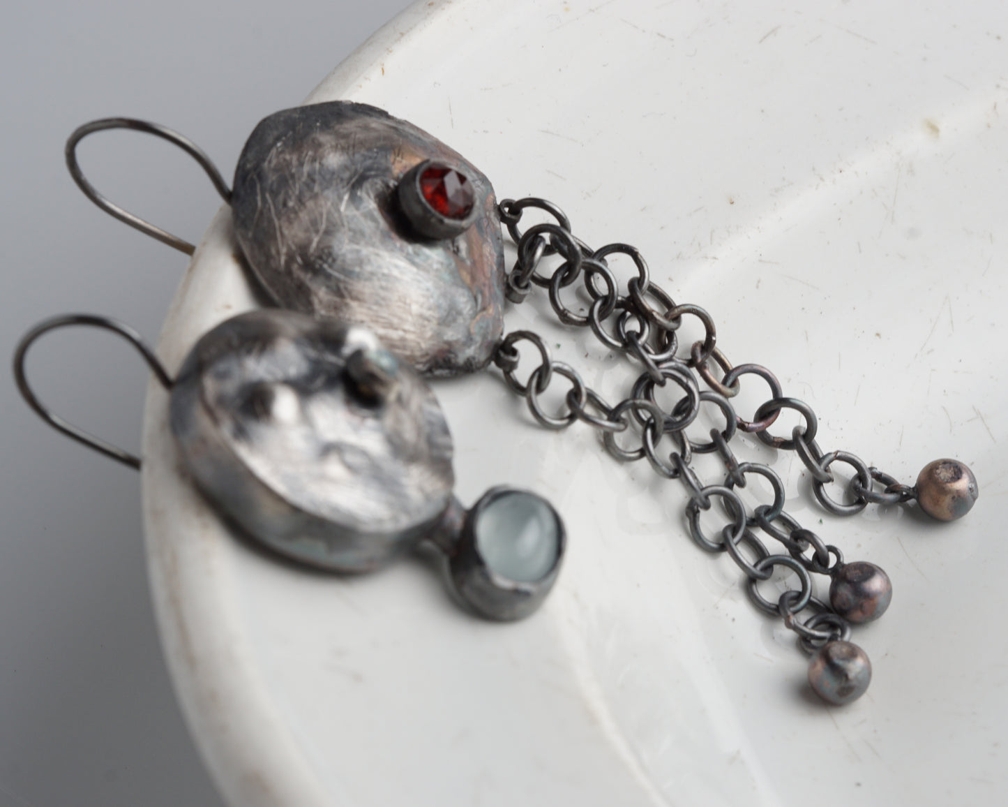 Archaic aquamarine and ruby earrings