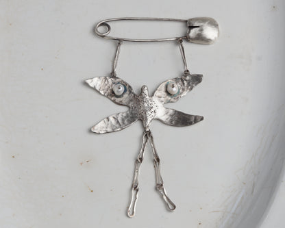Moth Familiar Silver Pin
