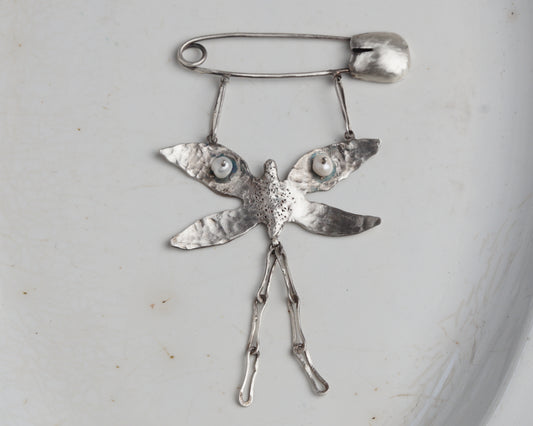 Moth Familiar Silver Pin