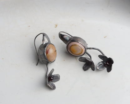 Mookaite Flora Silver Earrings