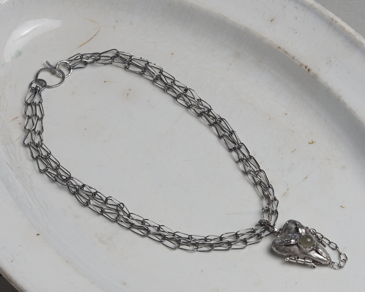 Veridian Moonstone Secret Heart Necklace