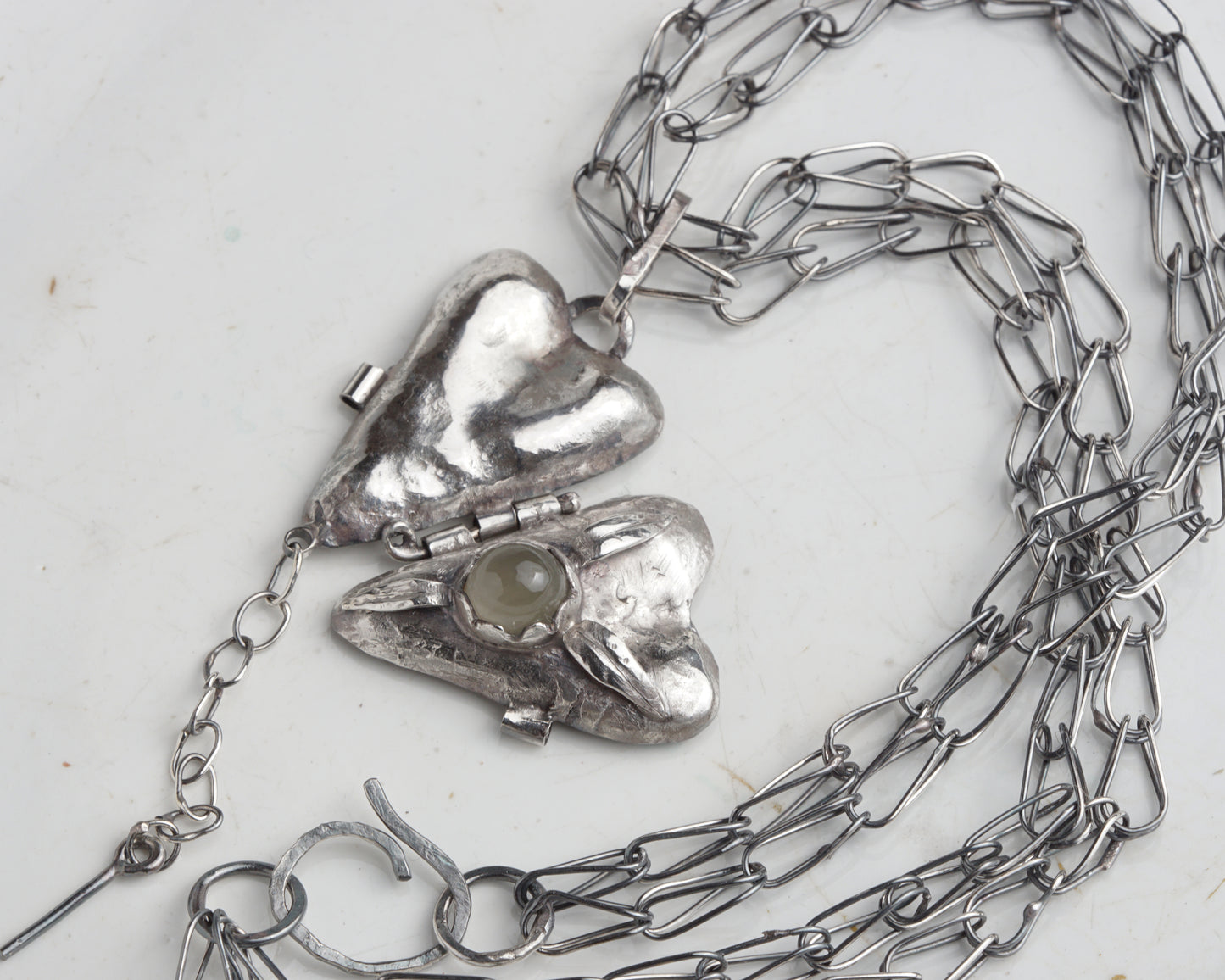 Veridian Moonstone Secret Heart Necklace