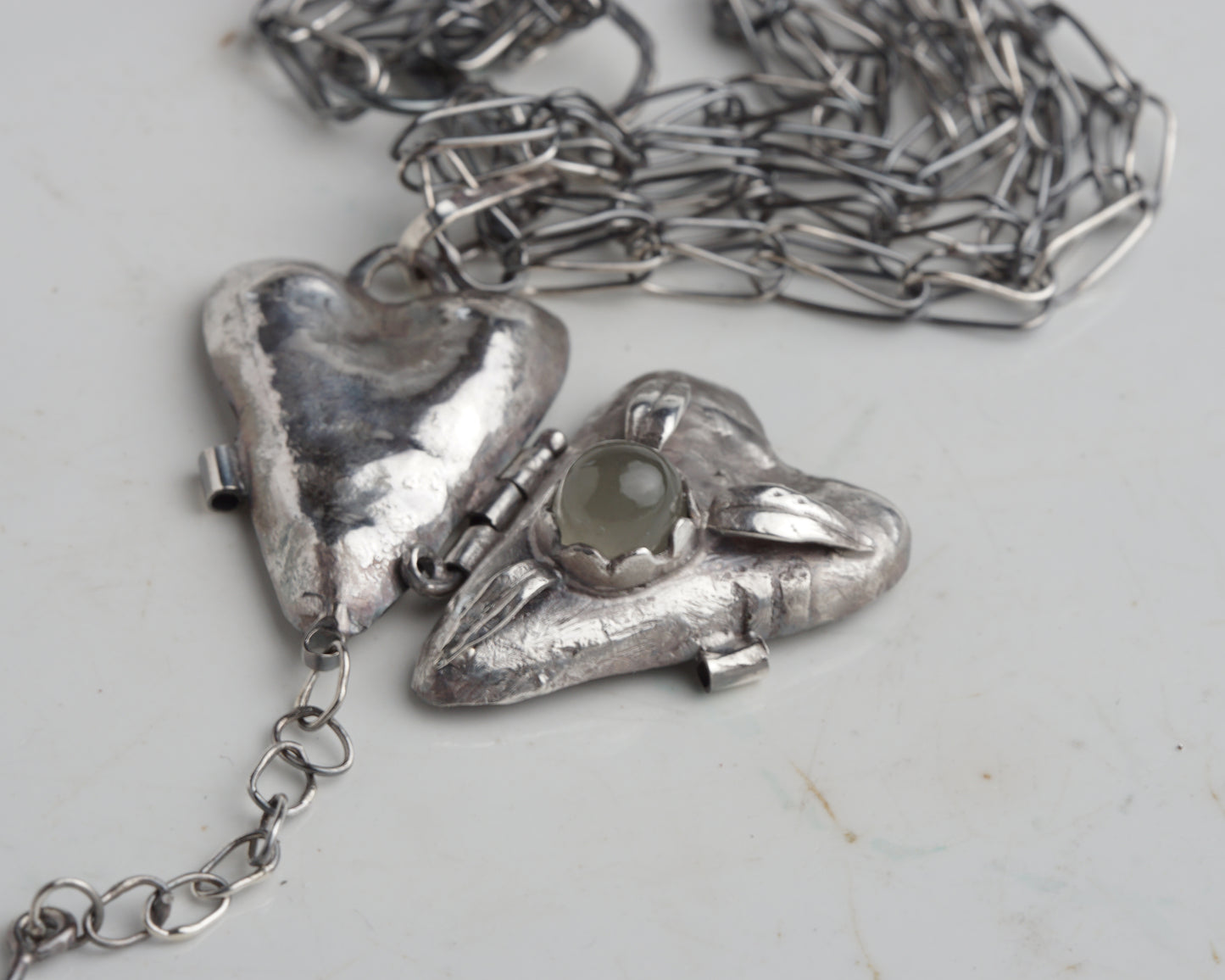 Veridian Moonstone Secret Heart Necklace