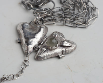 Veridian Moonstone Secret Heart Necklace