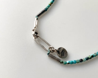 Natural Turquoise and Freshwater Pearl Necklace with Detachable Silver Pendant