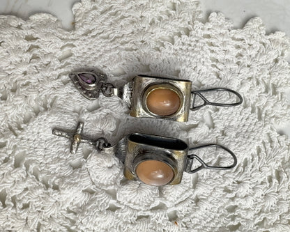 Moon Module Earrings with Mystic Topaz