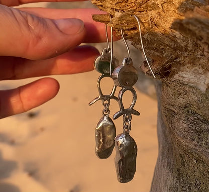 Aretes de Ágata Verde y Perlas Barrocas